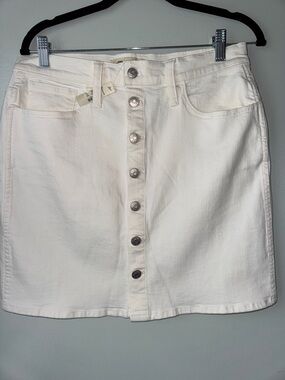 Madewell White Button-Front Denim Mini Skirt NWT
